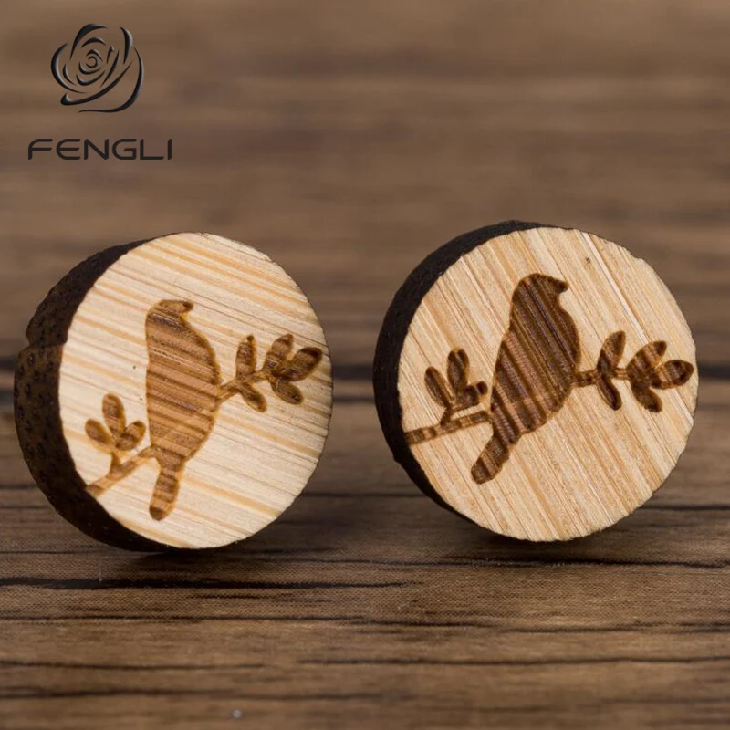 Женские деревянные серьги FENGLI Morning Bird On Branch милые рождественские украшения в виде