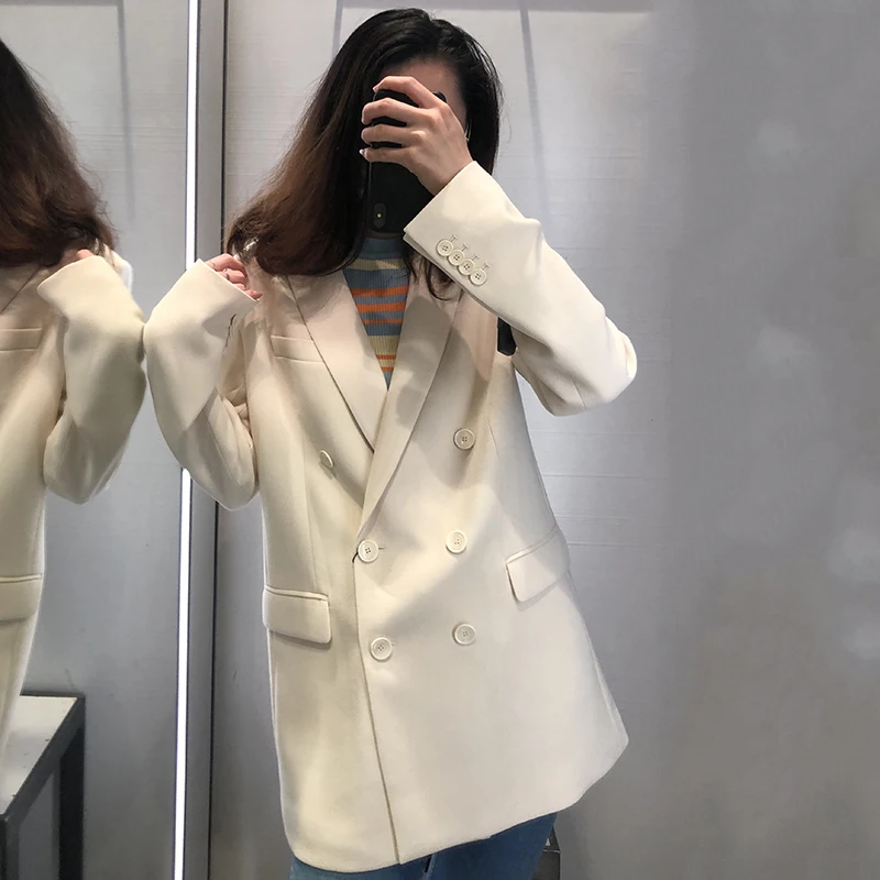 Женский блейзер с длинным рукавом ZA модный однотонный Повседневный офисный