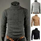 Удобный мужской облегающий свитер с высоким воротником, Повседневный свитер с длинным рукавом для зимы, вязаный свитер, свитер, кофта, ская