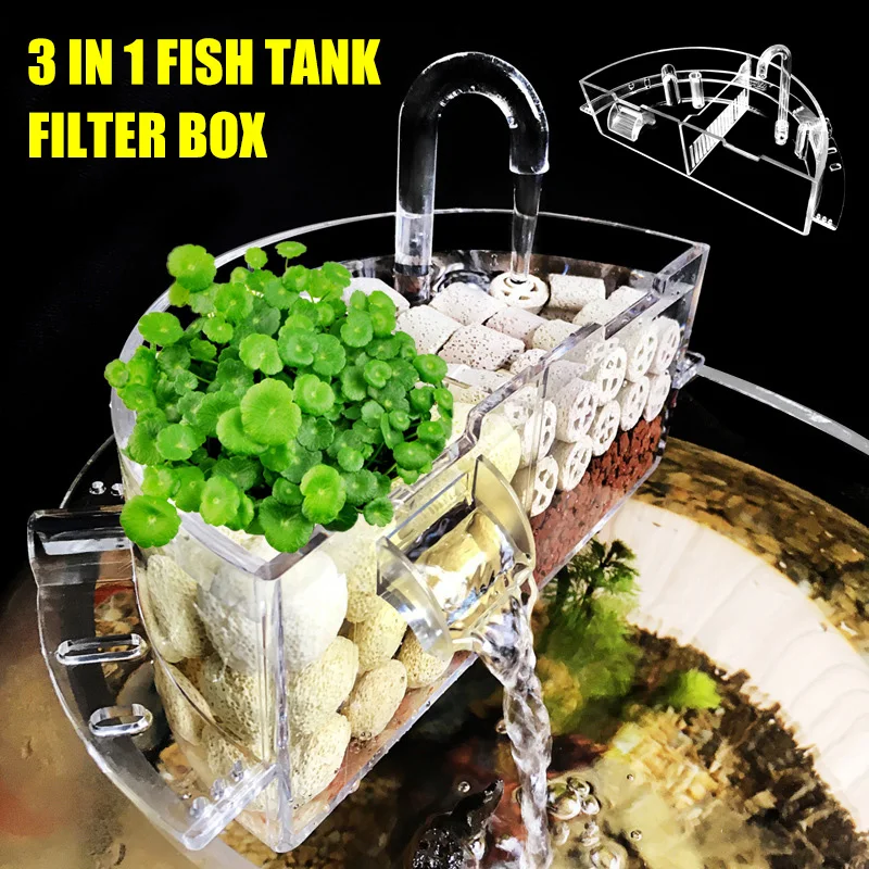 

Fish Tank Filter Tools Aquarium External Filter Box Acrylic External Hanging Water Purifier For Round Fish Tank Accessories