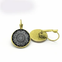 fashion vintage dark flower pattern earrings bronze silver earrings crystal earrings pop girls earrings jewelry gifts