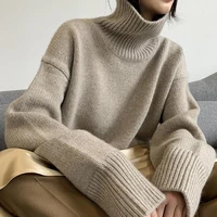 women sweaters loose 2020 winter turtleneck new fashion 120cm bust size pullovers warm and soft cashmere blended jumpers female