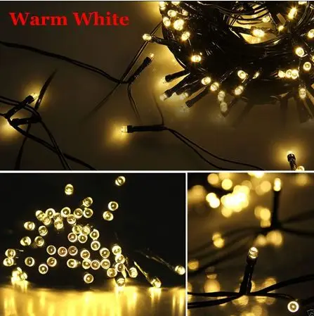 Warm white 12 м/22 м/52 м наружный солнечный светильник светодиодный светильник-гирлянда s Сказочный водонепроницаемый Праздничный Рождественский светильник для вечеринки садовый декоративный светильник - Испускаемый цвет: Warm white