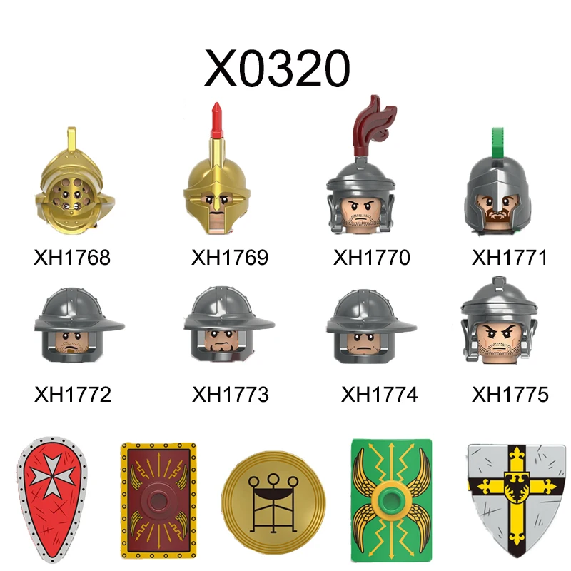 

Лидер продаж, рыцари воинов, гладиаторы, носающие археры, пехотное оружие, аксессуары, строительные блоки, игрушки для детей, подарок X0320