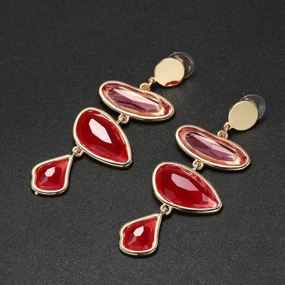 Модные геометрические длинные серьги из смолы для женщин красные синие цвета