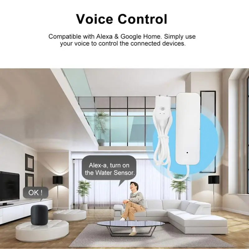 Tuya умный WiFi датчик утечки воды уровень потока Охранная сигнализация детектор