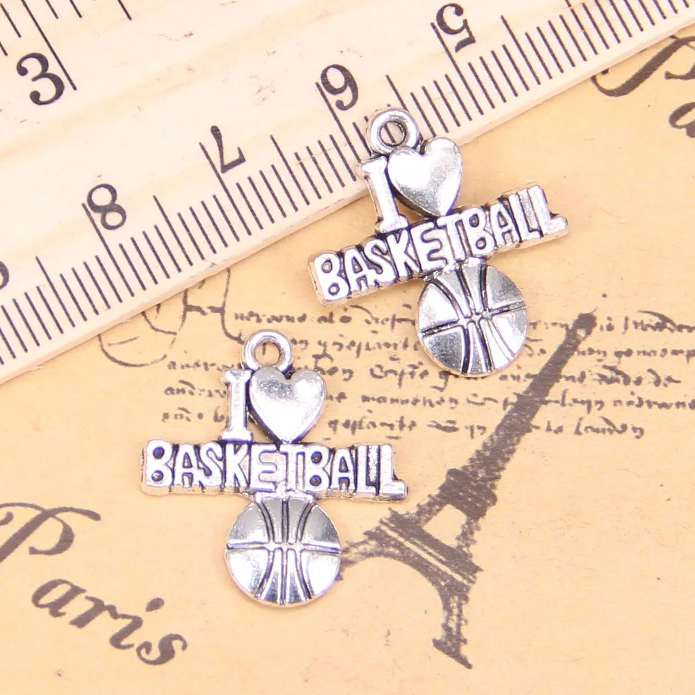 16 шт. Подвески i love basketball размер 21x20 мм винтажные искусственные DIY для браслета
