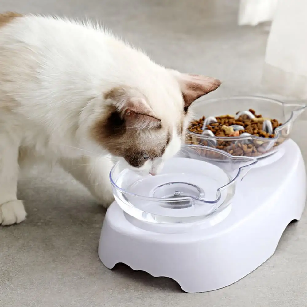 Водонепроницаемая прозрачная миска для кошек двойного назначения контроля