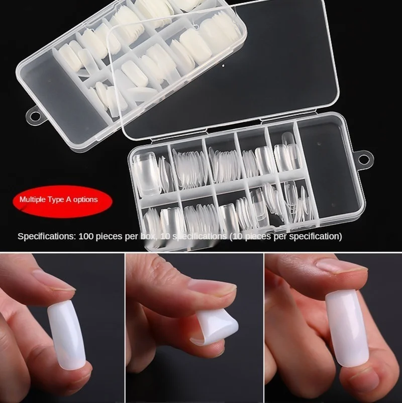 

100Pcs/box Transparent Natural French Nail Art Half Cover False Nails Ballet Acrylic UV Gel Extension Nail Tips Manicure Tool