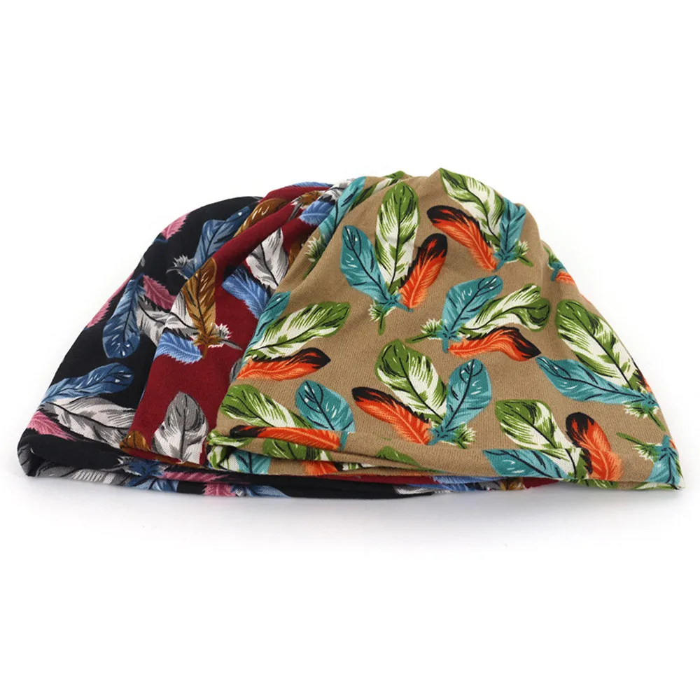 Осенне-зимняя вязаная шапка для женщин модная с узором в виде перьев красивые