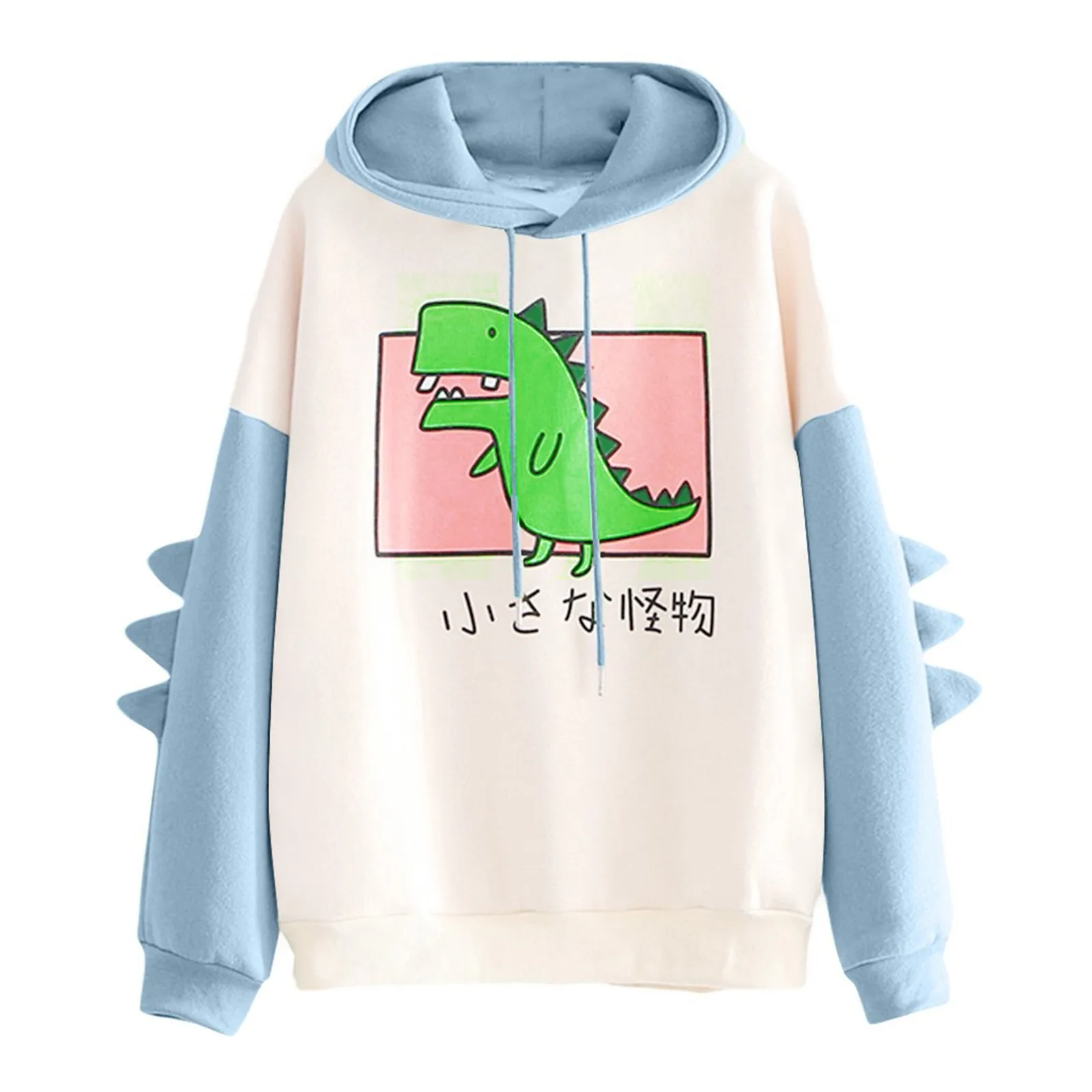 

Women Cute Dinosaur Print Splicing Long Sleeve Casual Hoodie Sweatshirt Tops Hip Hop Dinosaur Cartoon Pullover O-Neck Sweaters#1