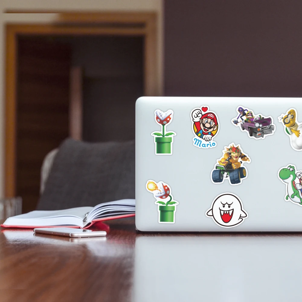 Pegatinas impermeables del juego de Mario para ordenador port&aacute;til, pegatinas de decoraci&oacute;n para equipaje, tel&eacute;fono m&oacute;vil, monopat&iacute;n, E-052, 100 Uds.-2