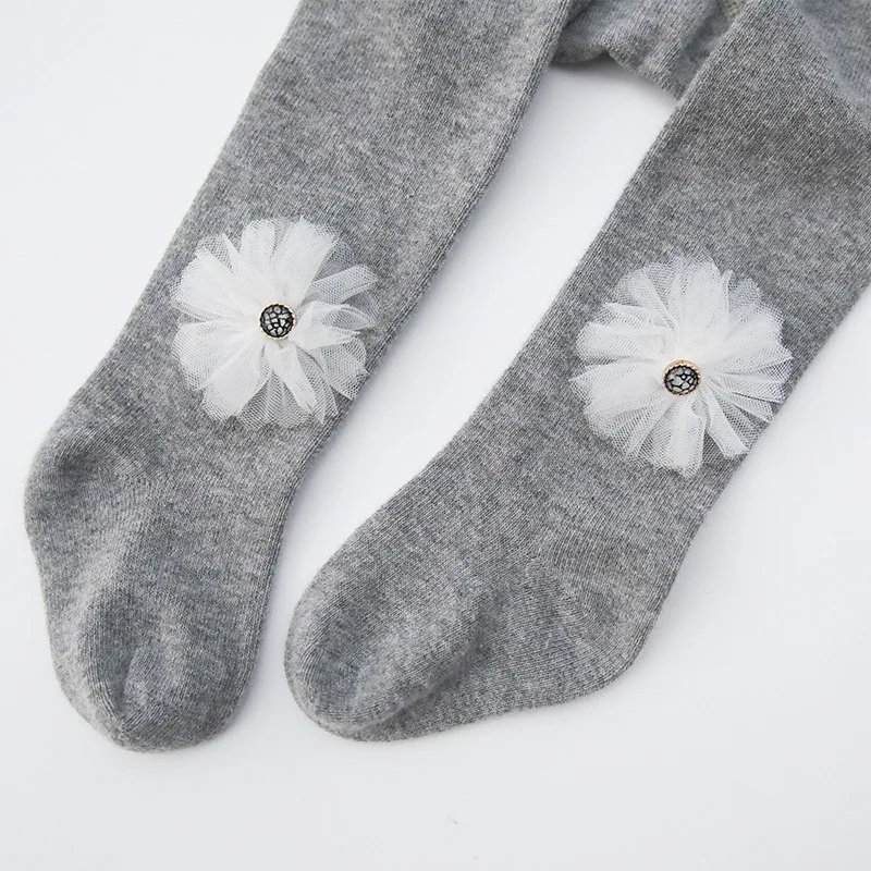 Детские Цветочные колготки для девочек однотонные милые зимние теплые