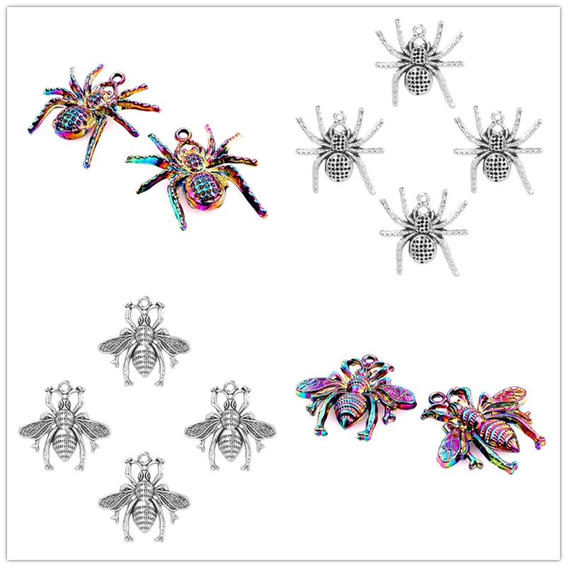 

Wholesale 10x Bee Spider Charms For Jewelry Making Supplies DIY Necklace Earrings Accessories Handmade Punk Materials Alloy Bulk