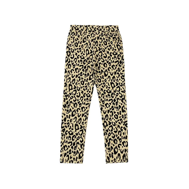 

Girls leopard print leggings 2021 spring new style European and American style big tide kids print pants