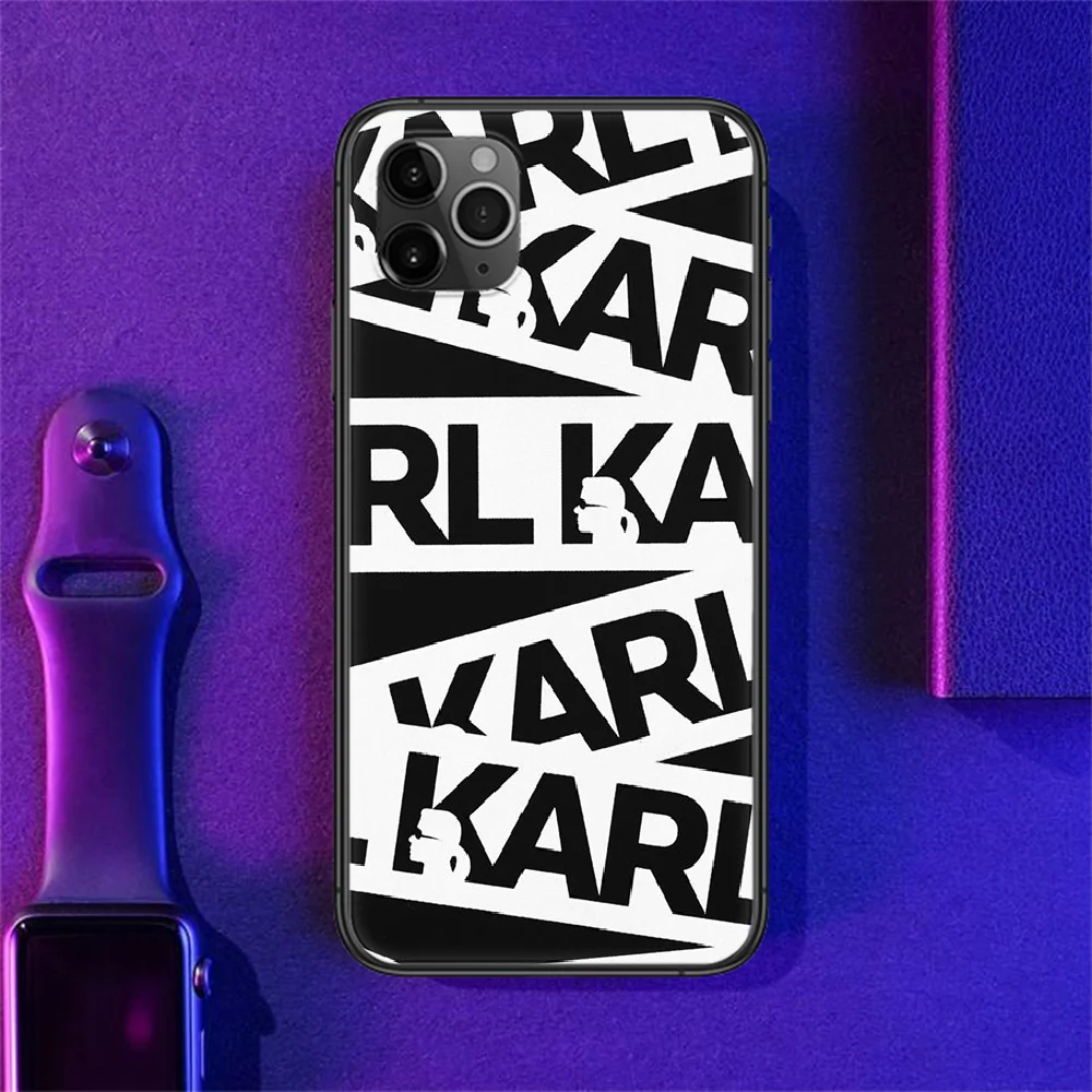 

lagerfeld Famous Karls Phone Case Cover Hull For iphone 5 5s se 2 6 6s 7 8 12 mini plus X XS XR 11 PRO MAX black soft back