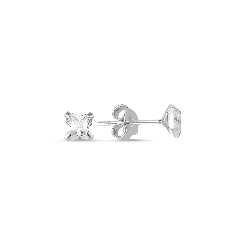 

Silverlina Silver 4mm Square Zircon Engagement Earrings