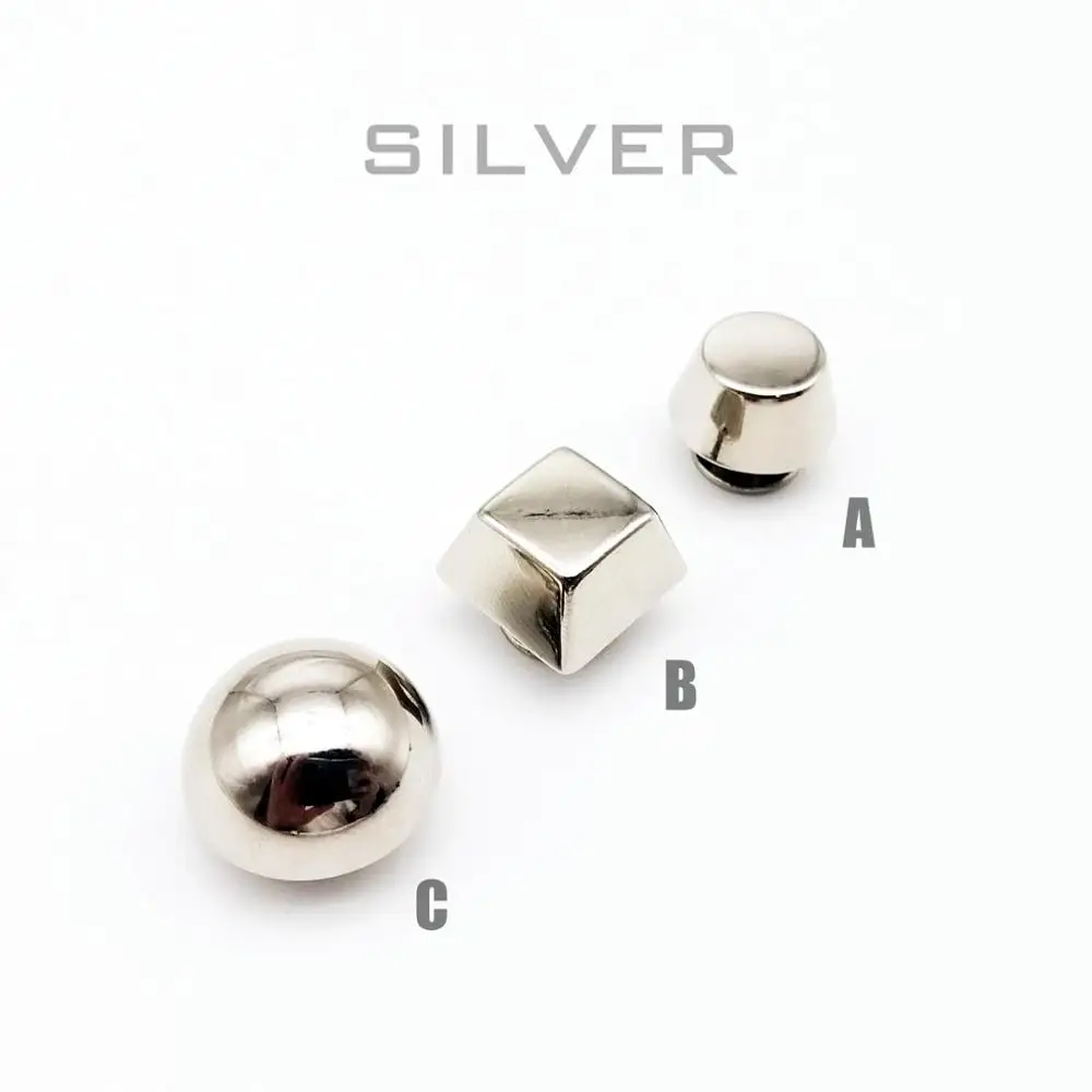 silver 8 шт. металлическая Высококачественная кожаная сумка Сумочка Кошелек Нижняя защита ног элемент для нейл-арта ремень закручивающаяся задняя часть заклепка для пуговицы Спайк - Цвет: silver