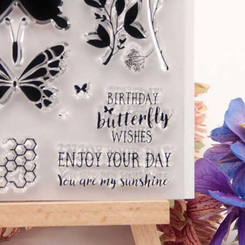 День рождения бабочка желает силиконовый прозрачный чехол штампы для