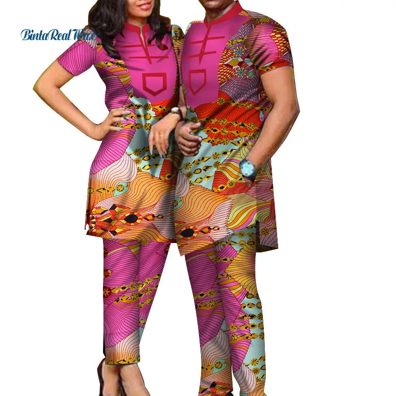 2019 весенний Африканский принт базин богатый топ и брюки наборы для пары одежда