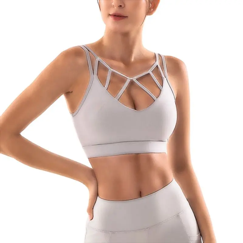 

Summer new sports fitness underwear women beauty back cross yoga bra clothes sexy bra fast dry breathable gather shockproof
