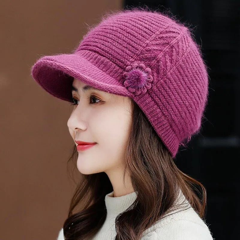 SUOGRY женский берет вязаная шапка из шерсти берет натуральный кролик Rur шапка одноцветная зимняя повседневная шапка высококачественный берет