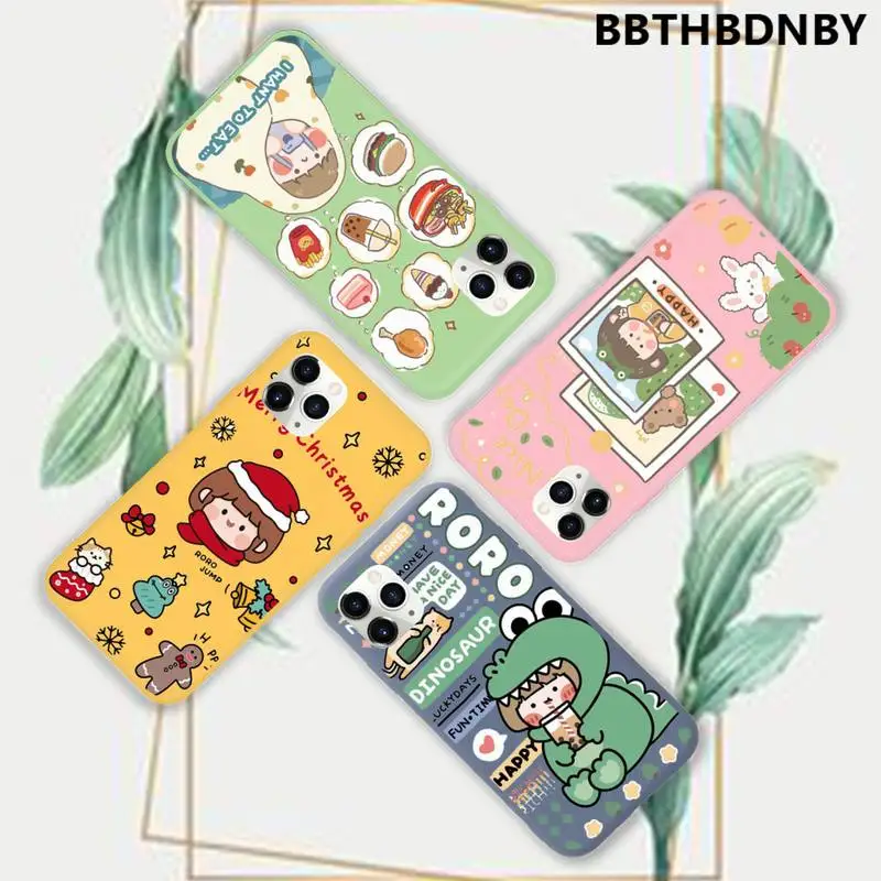 

cute cartoon girl Phone Case Yellow Color for iPhone 13 11 12 mini pro XS MAX 8 7 6 6S Plus X SE 2020 XR