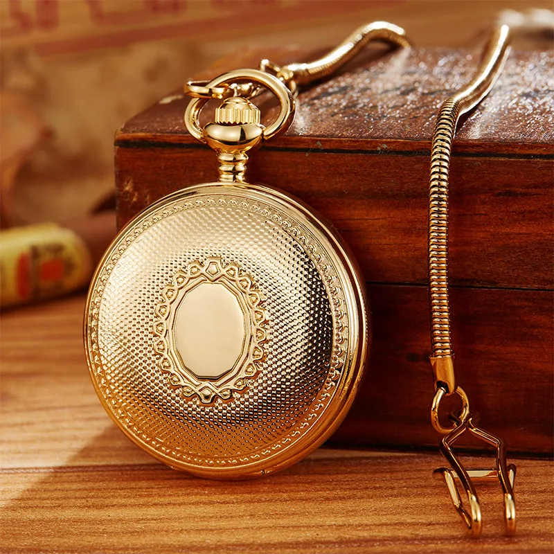 Luxury Copper Mechanical Pocket Watch Hand Wind Vacuum IPG Plate Pendant Fob Clock With Chain Men Women relogio de bolso | Наручные часы