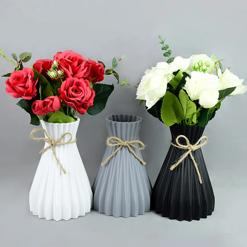 

Modern Plastic Vases European Anti-ceramic Flower Vase Wedding Decorations Rattan-like Unbreakable Simplicity Basket Arrangement