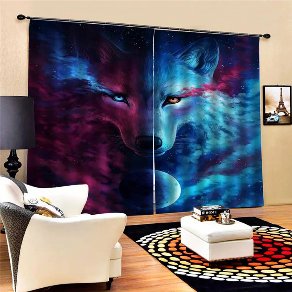 

Светонепроницаемая занавеска Lychee с принтом волка, Современная занавеска для дверей, окон, комнат, занавеска, украшение для дома