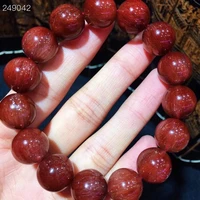 natural red rutilated quartz clear round beads bracelet for women men 13 5mm rare fashion wealthy stone genuine aaaaaa