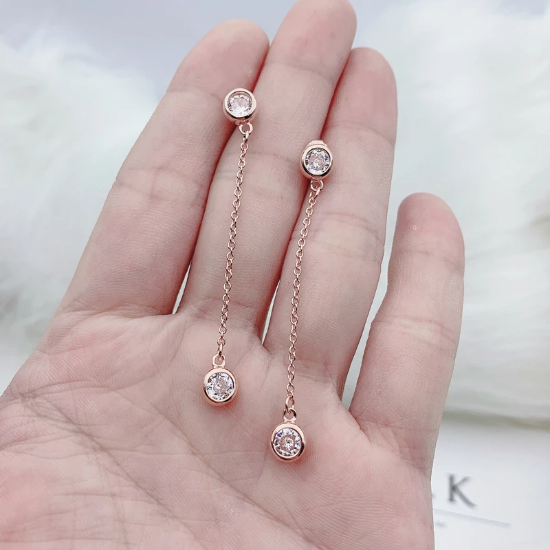 

Women's elegant fashion zircon mid-length earrings S925 sterling silver high-quality brand jewelry Valentine's day gift