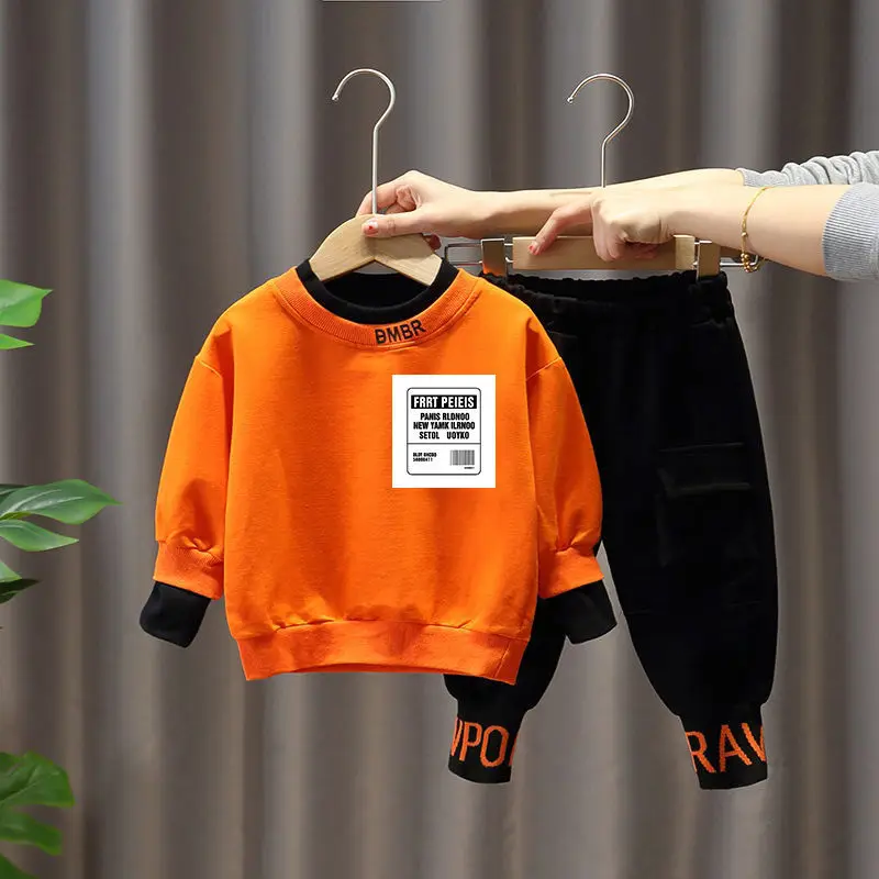 

Boys Spring And Autumn Clothes Children Suits Middle And Small Children 2021 New Boys Two-Piece Baby Net Red Casual Pants Top
