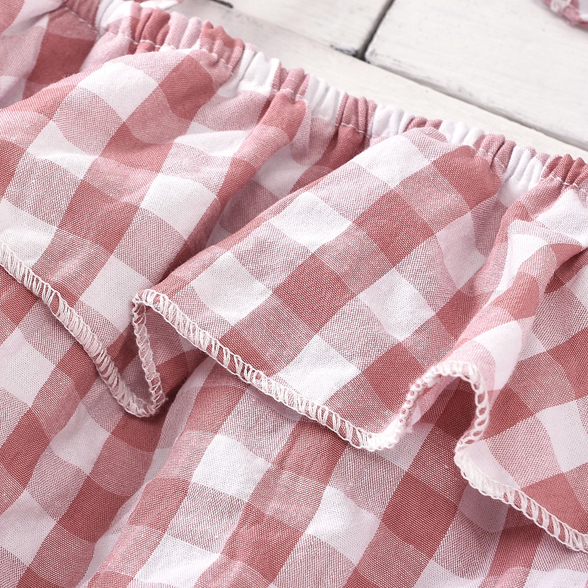 

Baby Summer Clothes Newborn Girl Ruffle Sleeveless Bodysuit Tops Plaid Playsuit Jumpsuit Headband 2Pcs Outfits