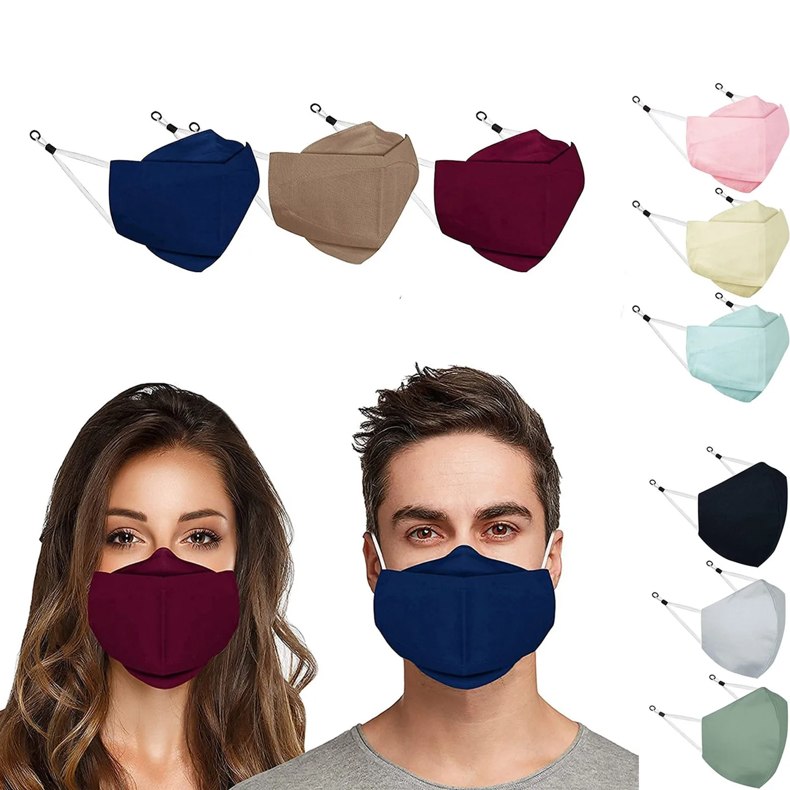 Cosplay Mask 3pc Fogging Cloth Solid Color Face Adult With Nose Wire &amp Adjustable Earloops Masque Mascarillas Sunscreen |