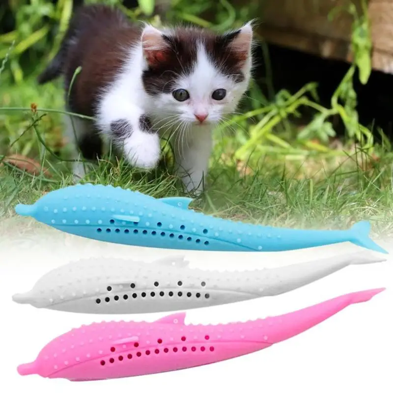 Silicone Cat Mint Fish Toy Catnip Pet Teeth Cleaning Toothbrush Molar Stick for Kitten | Дом и сад