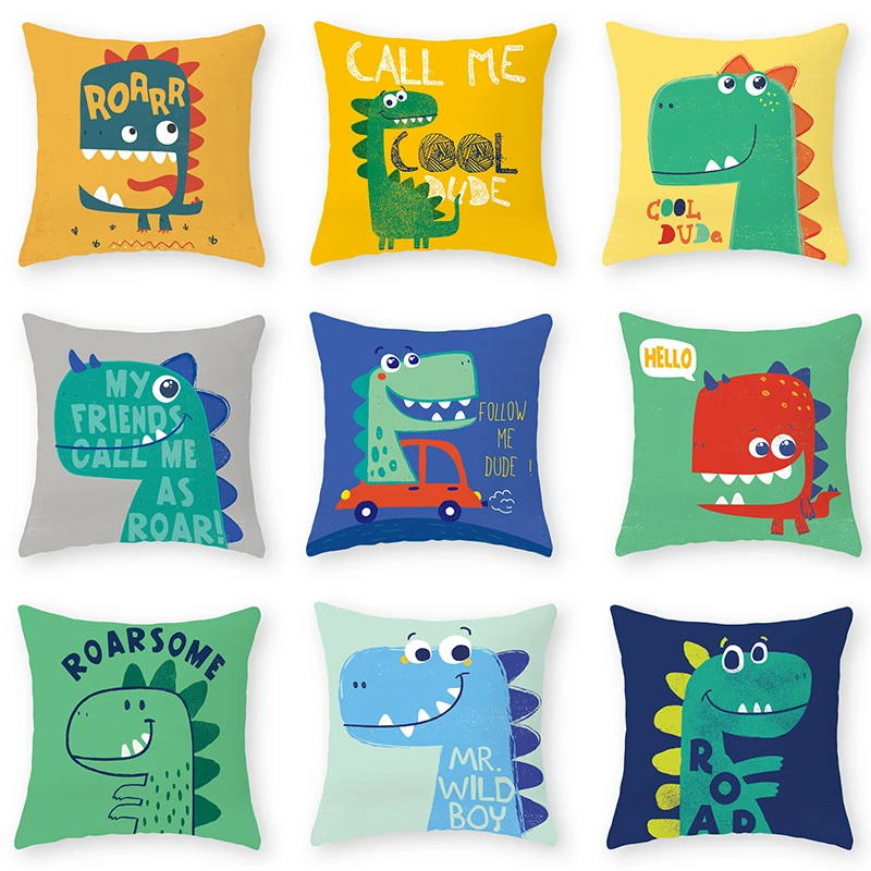 Милый чехол для подушки с принтом динозавра из мультфильма наволочка детской