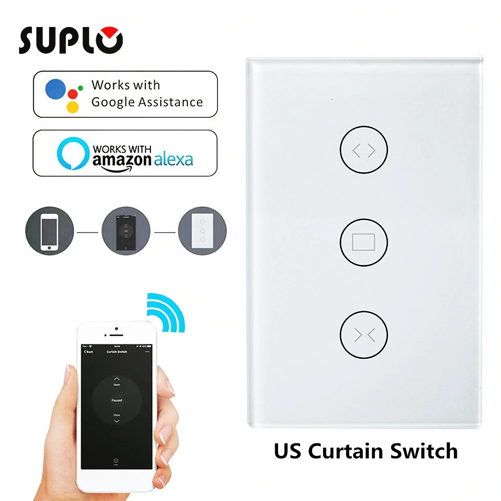 Настенный выключатель для занавесок SUPLO Wi Fi управление шторкой дистанционным