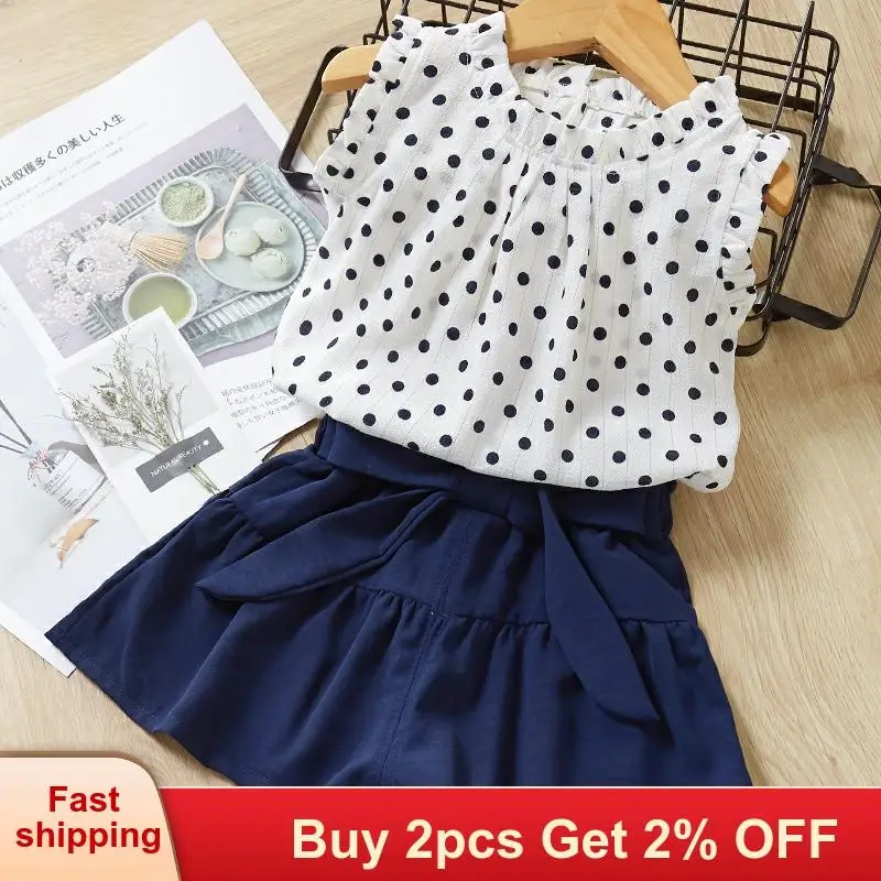 Одежда для маленьких девочек новые летние корейские комплекты детская одежда