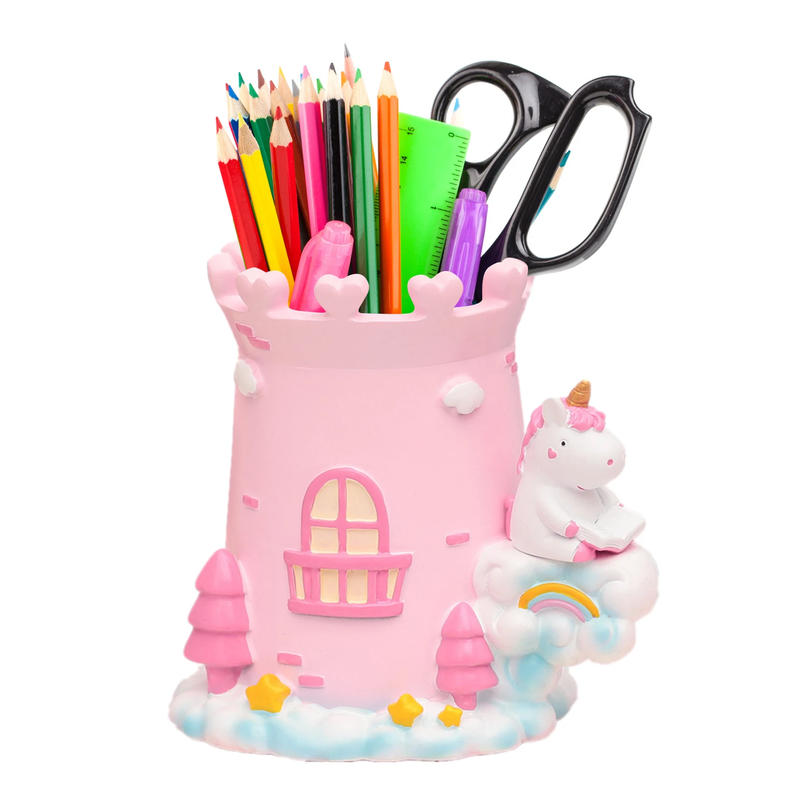 

Rabbit and carrot resin pen holder