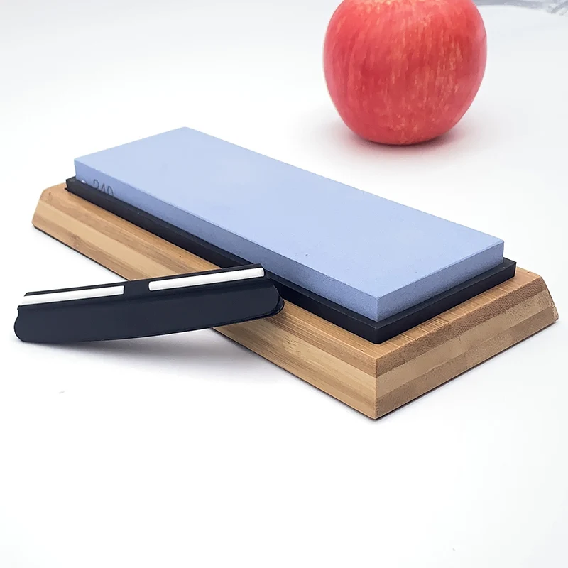 (240 Grit Sharpening stone+Bamboo base+Knife holder) Set knife sharpener whetstone Home kitchen tools blade | Дом и сад