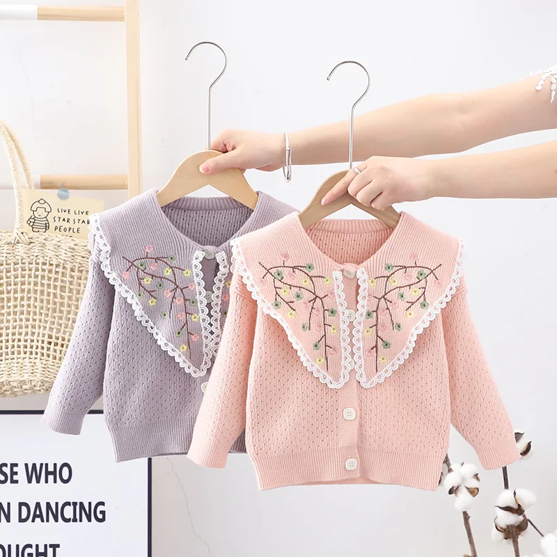 

Girl Korean Long Lapel Floral Sweater Toddler Girl Winter Clothes Girl Cardigan Autumn Fall Toddler Outfits Kids Winter Sweaters