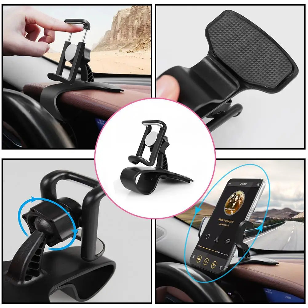 

Car Dashboard Phone Holder Mobile Clip Plastic Stand Air Vent Mount Adjustable 360 Degree Rotation