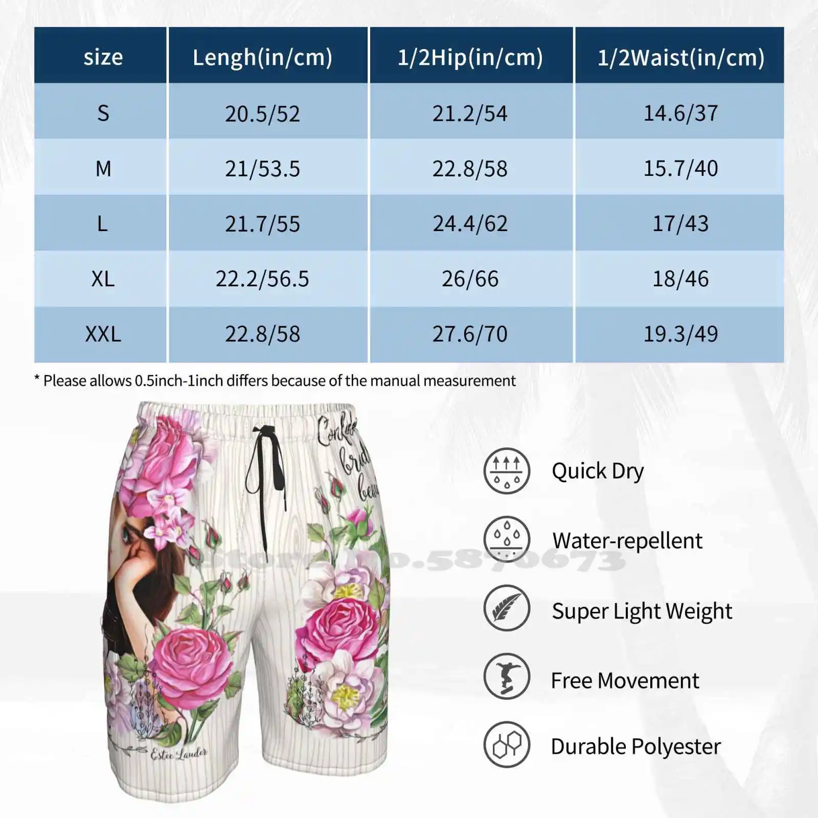 Спортивные пляжные шорты уверенности в красоте цифровое искусство свободные