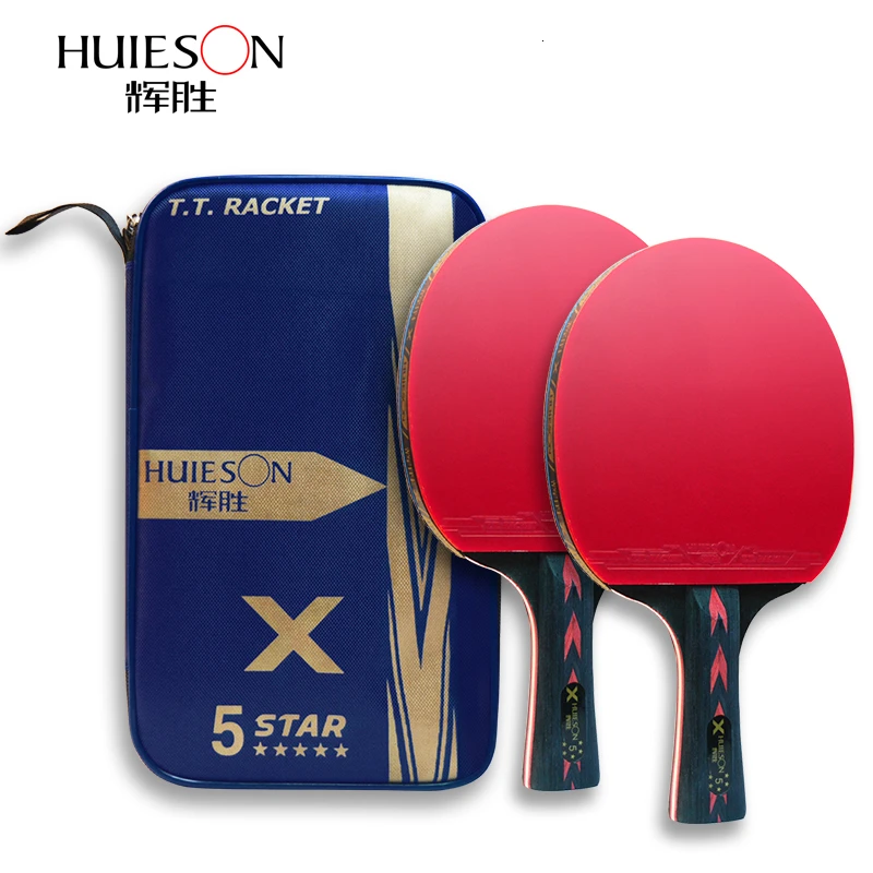 

Набор ракеток для настольного тенниса Huieson, 2 шт., 5/6 звезд, обновленная ракетка для пинг-понга, ракетка из дерева венге и углеродного волокна, ...