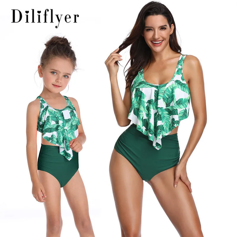 

European and American split swimwear women's high waisted bikini with ruffles for parent-child swimwear spot bikini