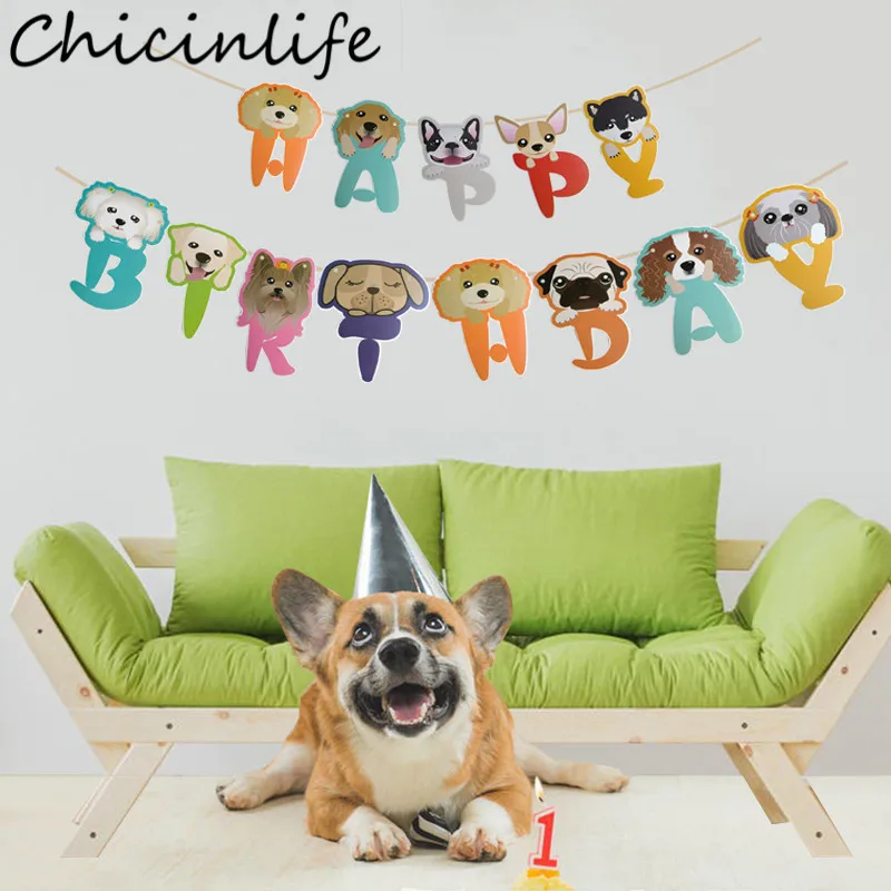 

Chicinlife 1 набор милая собака с днем рождения баннер собака День Рождения Вечеринка детский душ животные вечерние гирлянды украшения принадле...