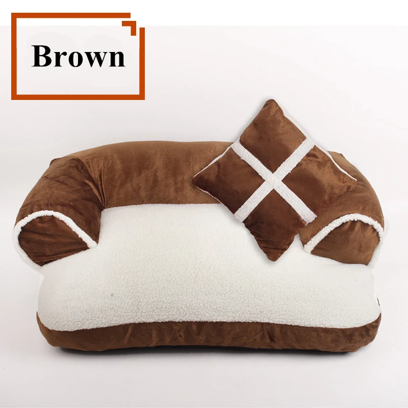 Brown Мягкие кровати для собак, диван для кошек, лучший домик для домашних животных для маленьких и средних собак, гнездо для кошек, Классический английский стиль, зимняя теплая спальная кровать, коврик для щенка - Цвет: Brown