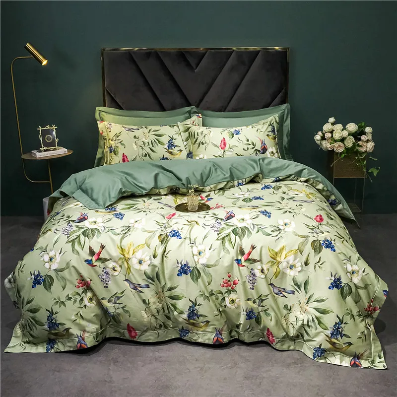 

Комплект постельного белья Fat Fairy HOME TEXTILE из египетского хлопка с цветочным принтом 1400TC 4 шт.