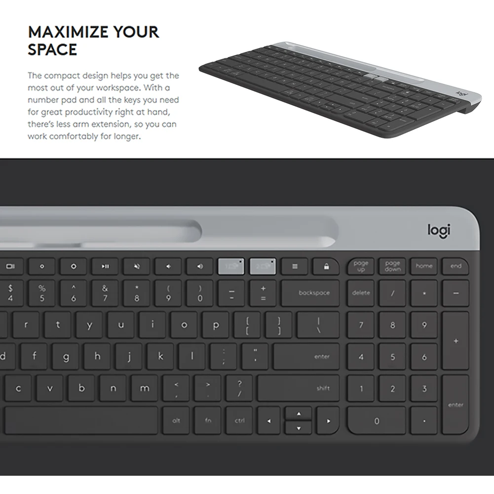 Logitech K580 2 4G Беспроводная ультратонкая Офисная Клавиатура унифицирующая Bluetooth
